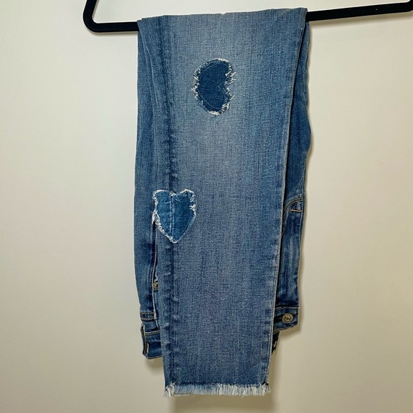 7 for all Mankind High-Rise Cropped Skinny Jeans w/ Heart Patches - Picture 6 of 6